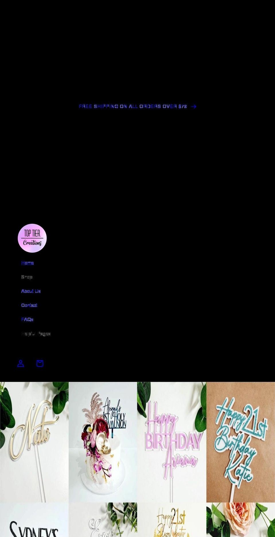 toptiercreations.com.au shopify website screenshot