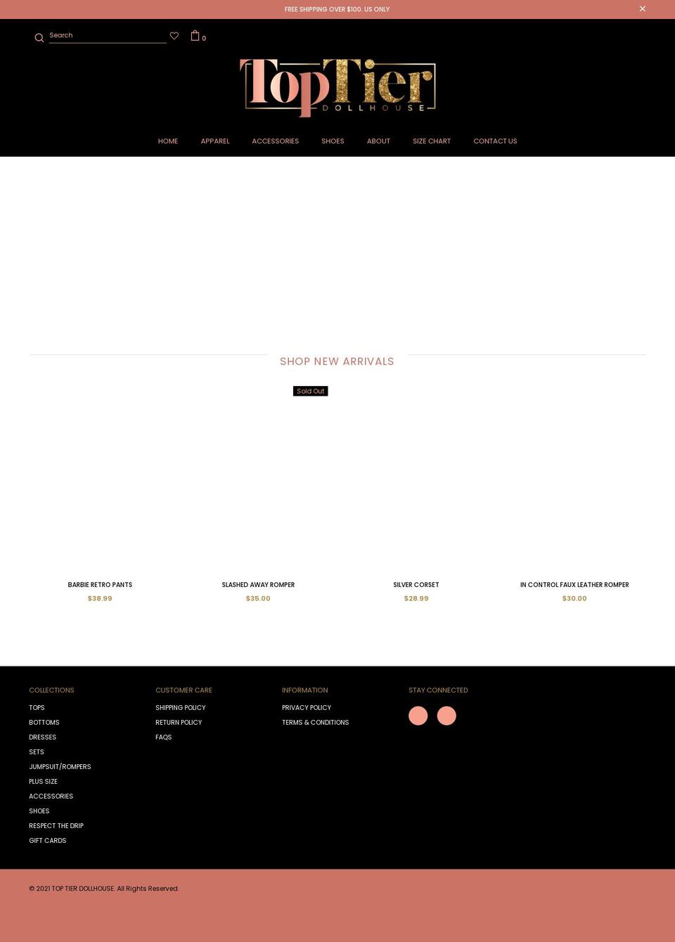 toptierdollhouse.com shopify website screenshot