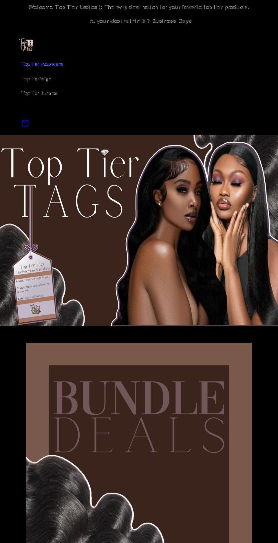 toptiertags.com shopify website screenshot