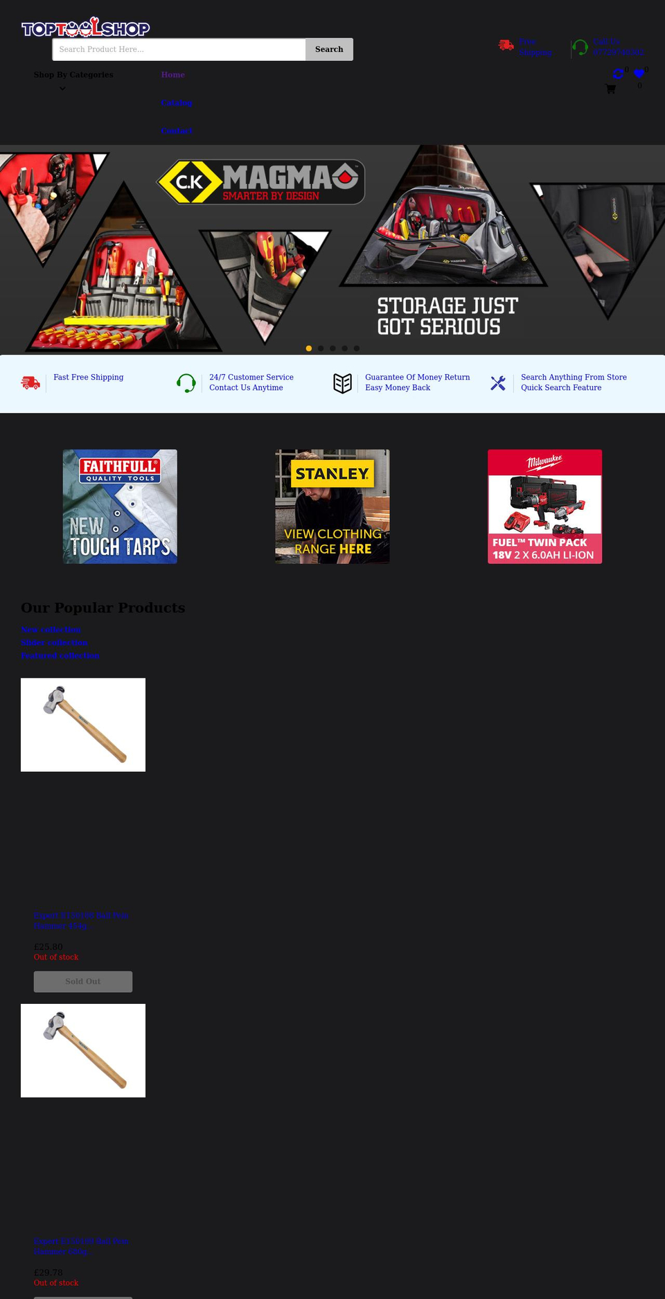 toptoolshop.com shopify website screenshot