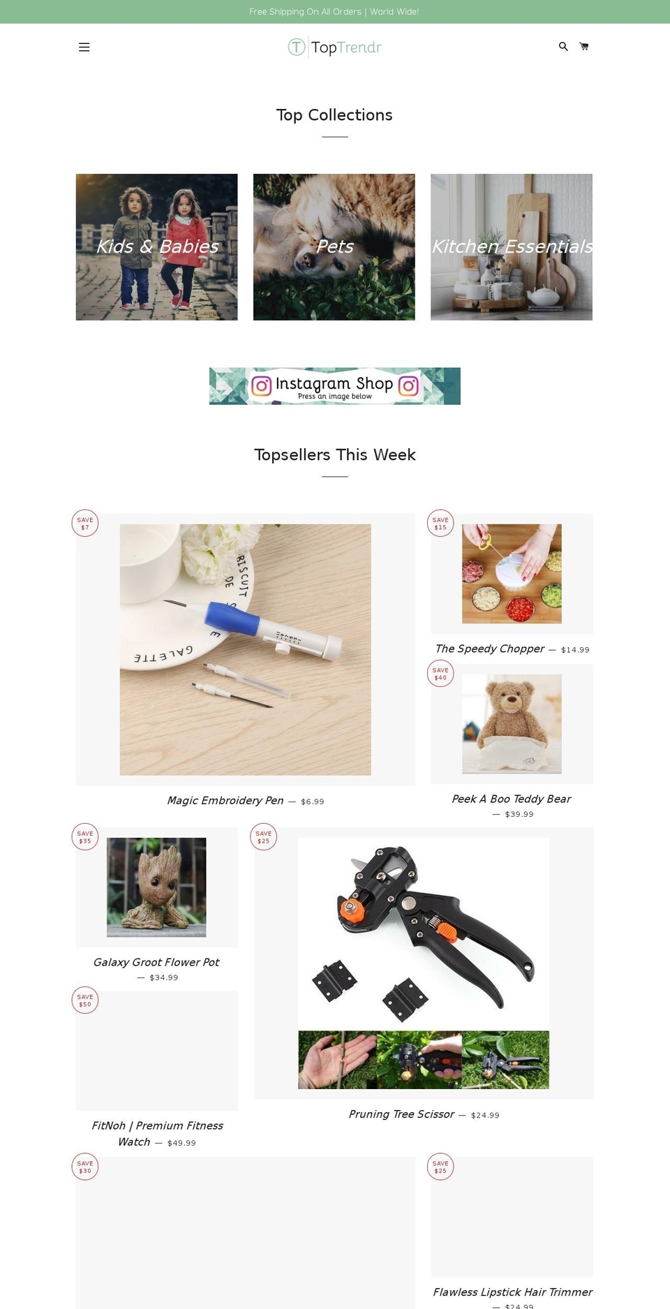 toptrendr.com shopify website screenshot