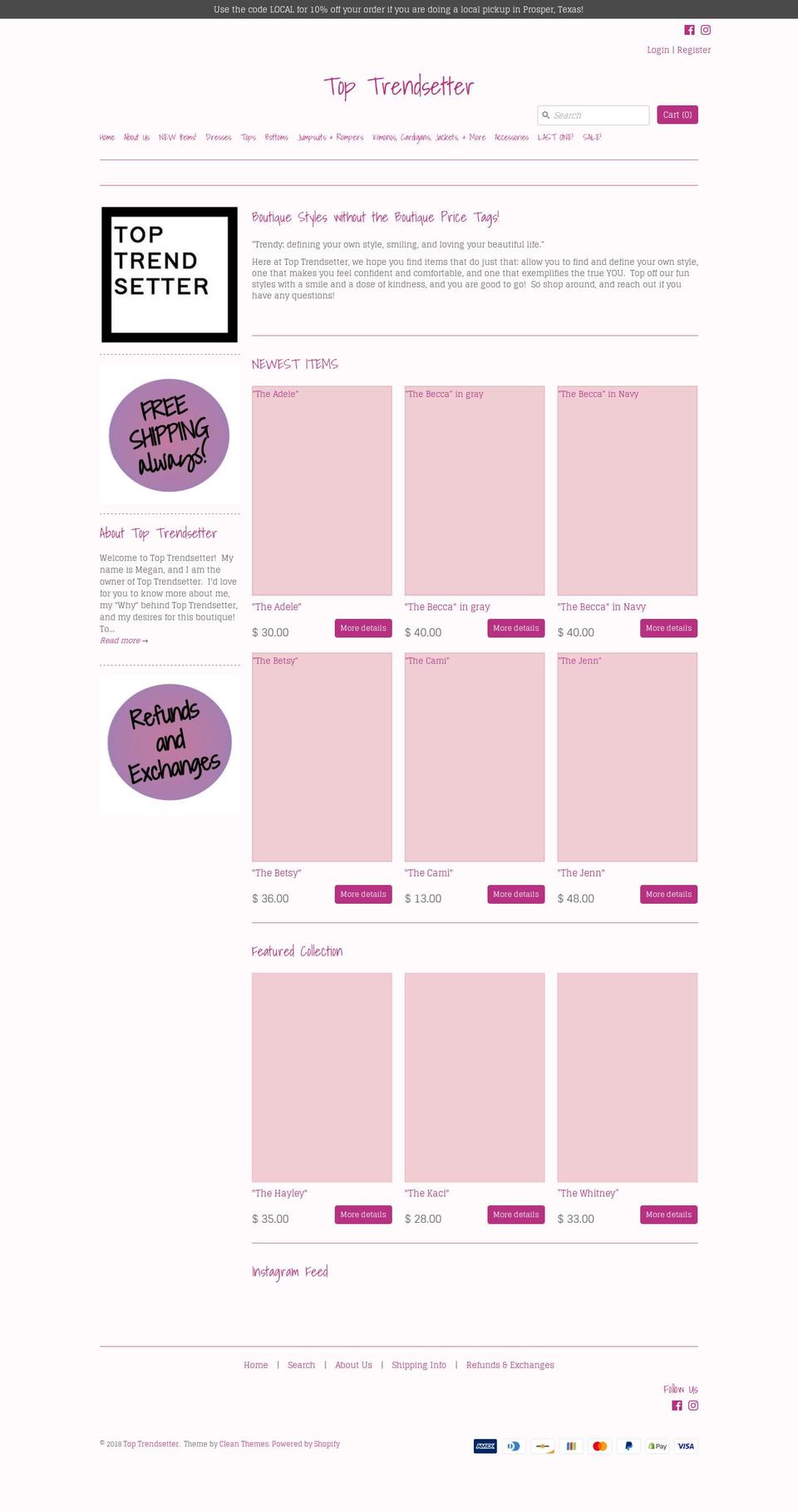 toptrendsetter.com shopify website screenshot