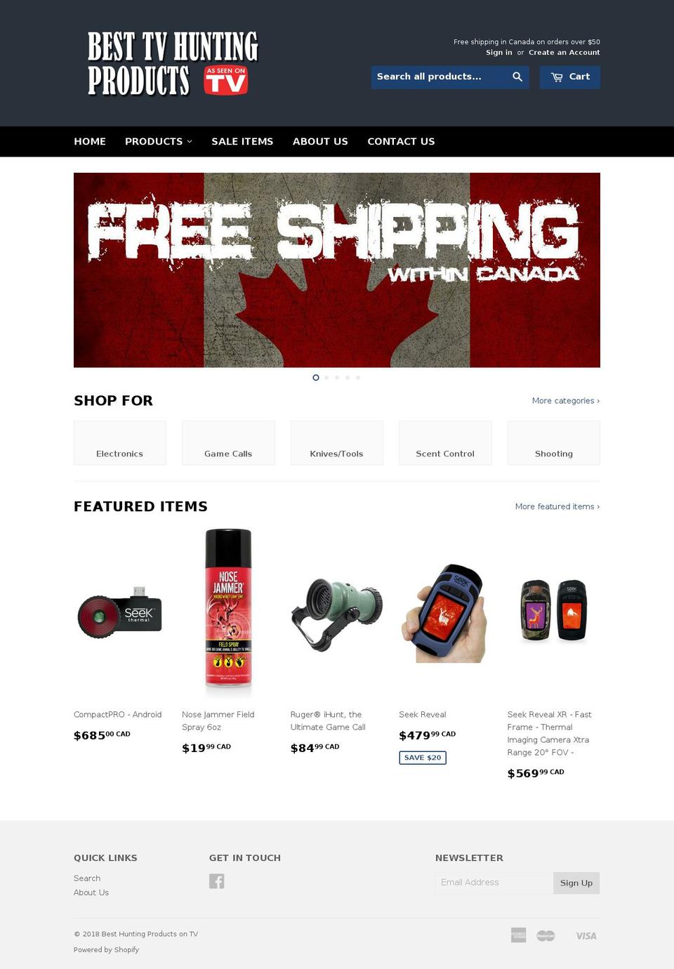 toptvhuntingproducts.com shopify website screenshot