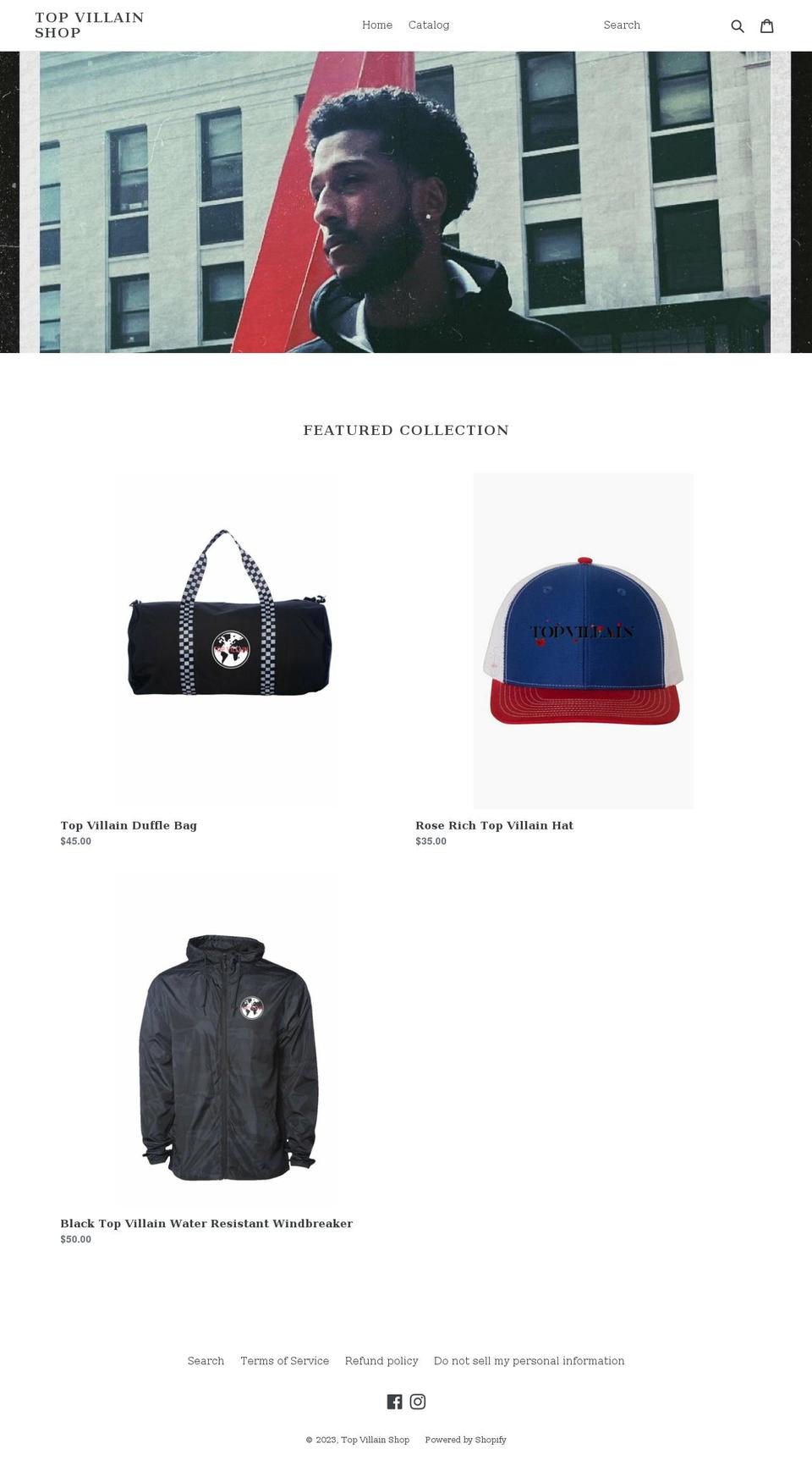 topvillainshop.com shopify website screenshot