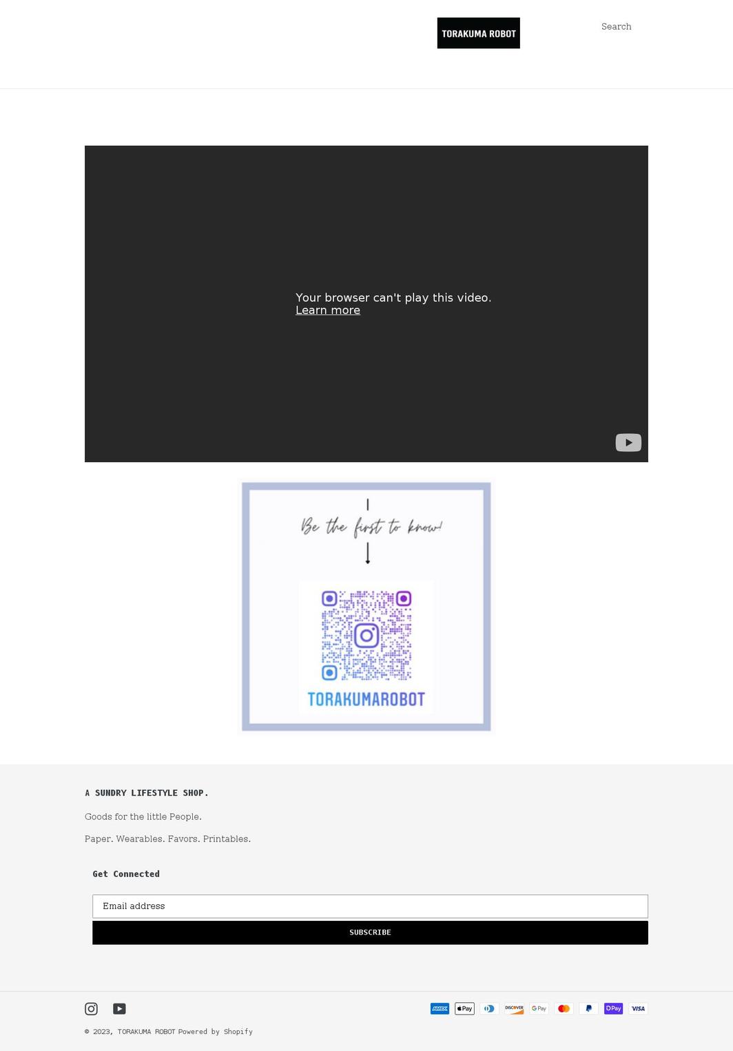 torakumarobot.com shopify website screenshot