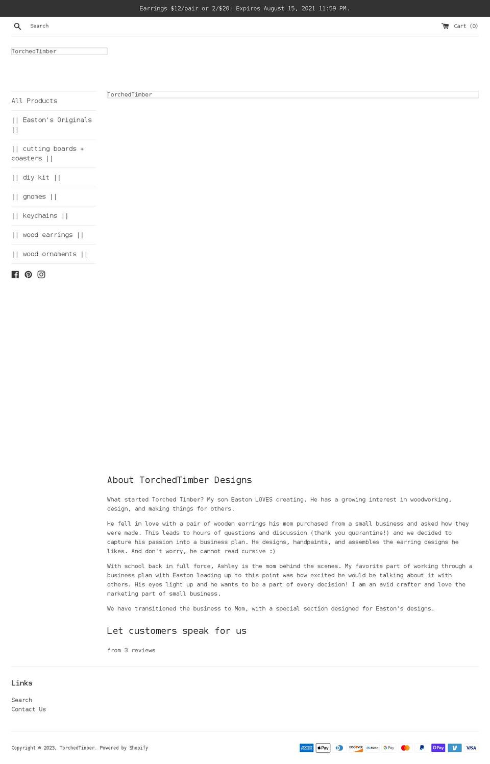 torchedtimberco.com shopify website screenshot