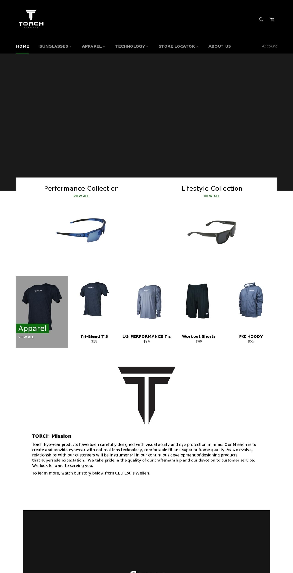 torcheyewear.com shopify website screenshot