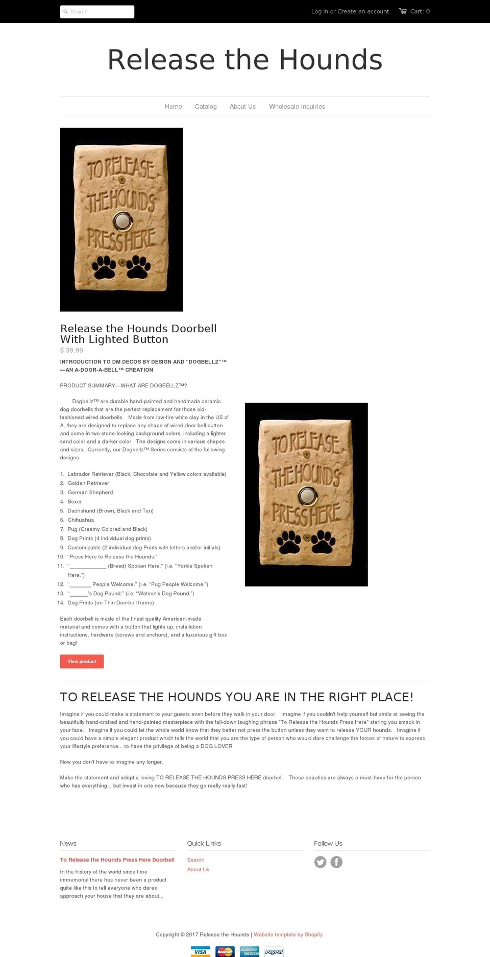 toreleasethehounds.com shopify website screenshot