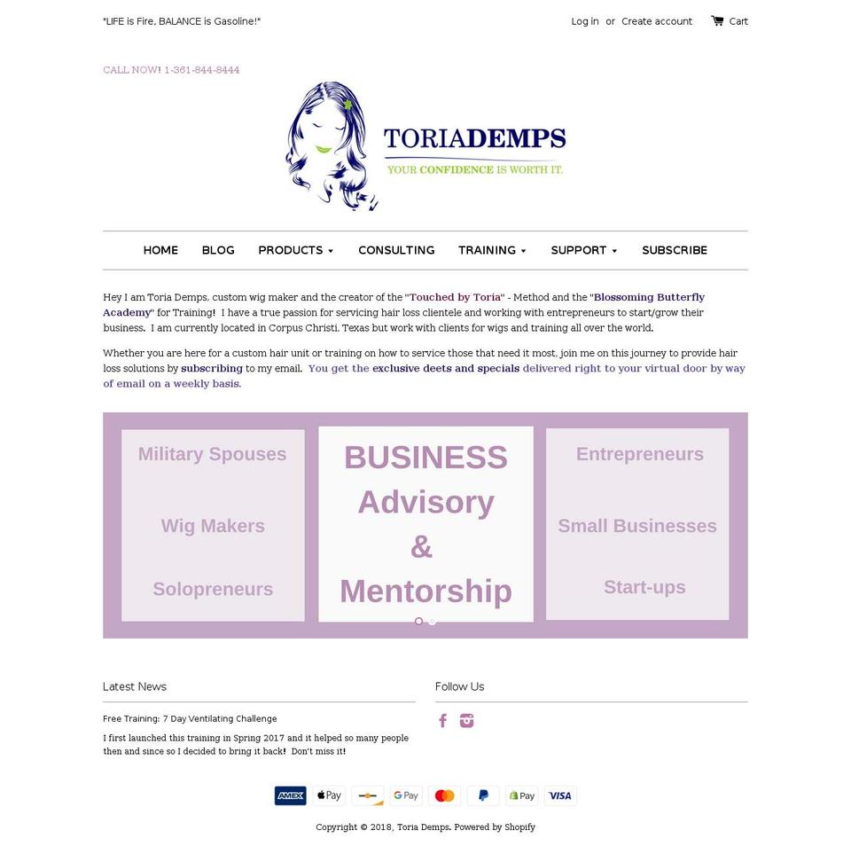 toriademps.com — Shopify storefront screenshot