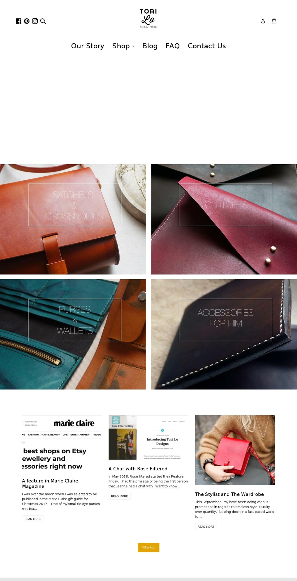 torilodesigns.com shopify website screenshot