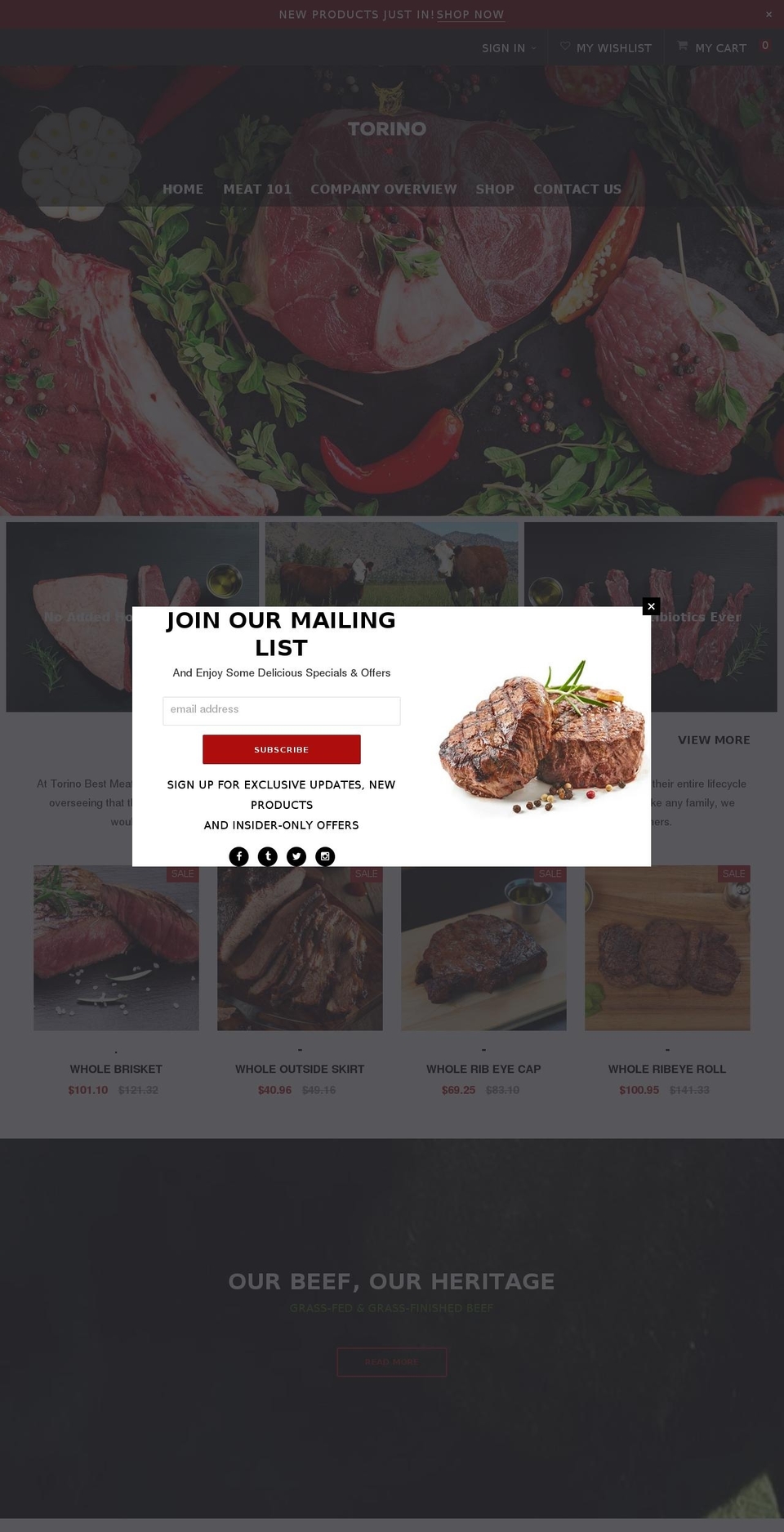 torinobestmeat.com shopify website screenshot