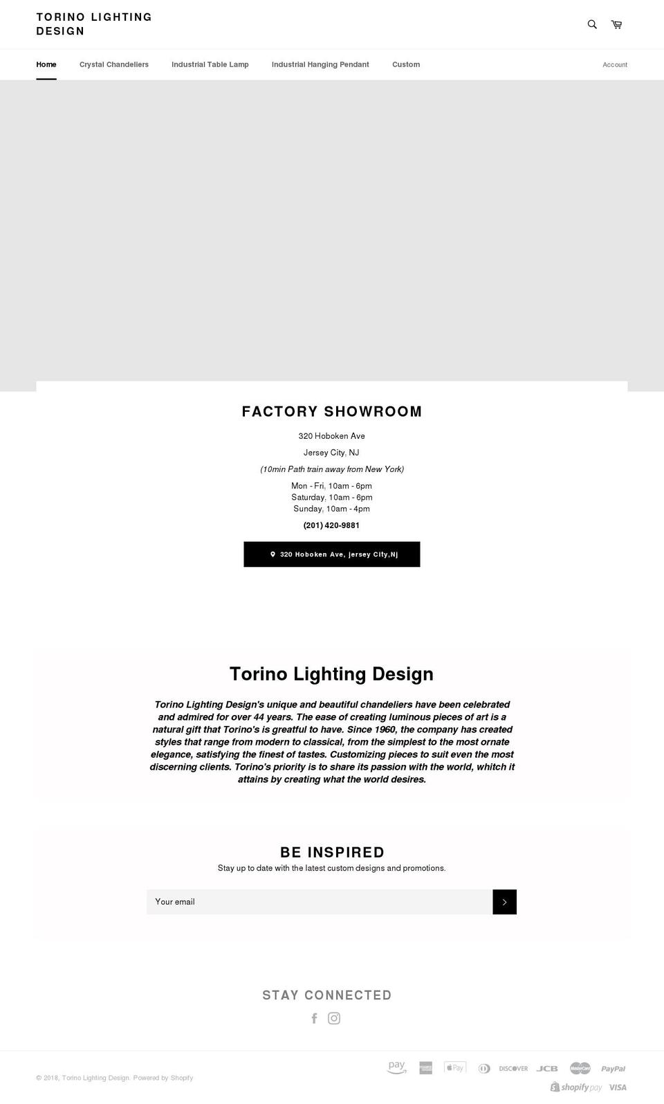 torinolightingdesign.com — Shopify storefront screenshot