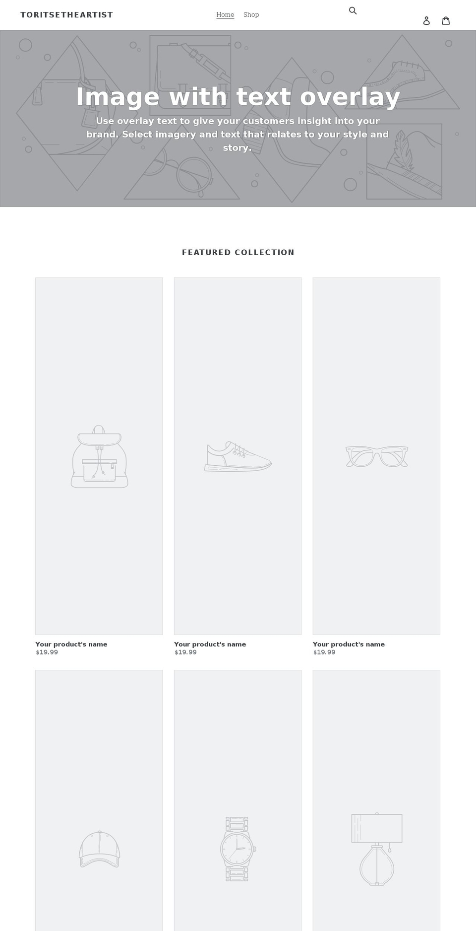 toritsetheartist.com shopify website screenshot