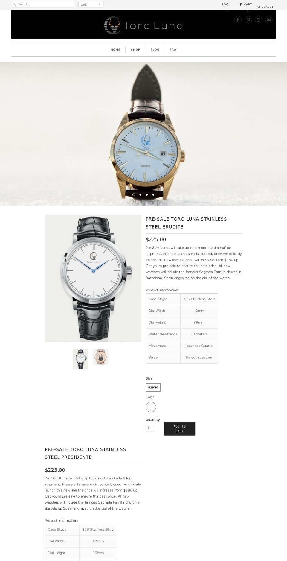 toroluna.com shopify website screenshot