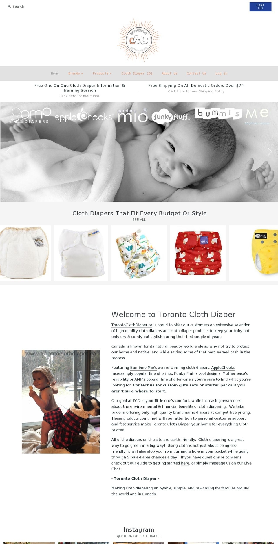 torontoclothdiaper.ca shopify website screenshot