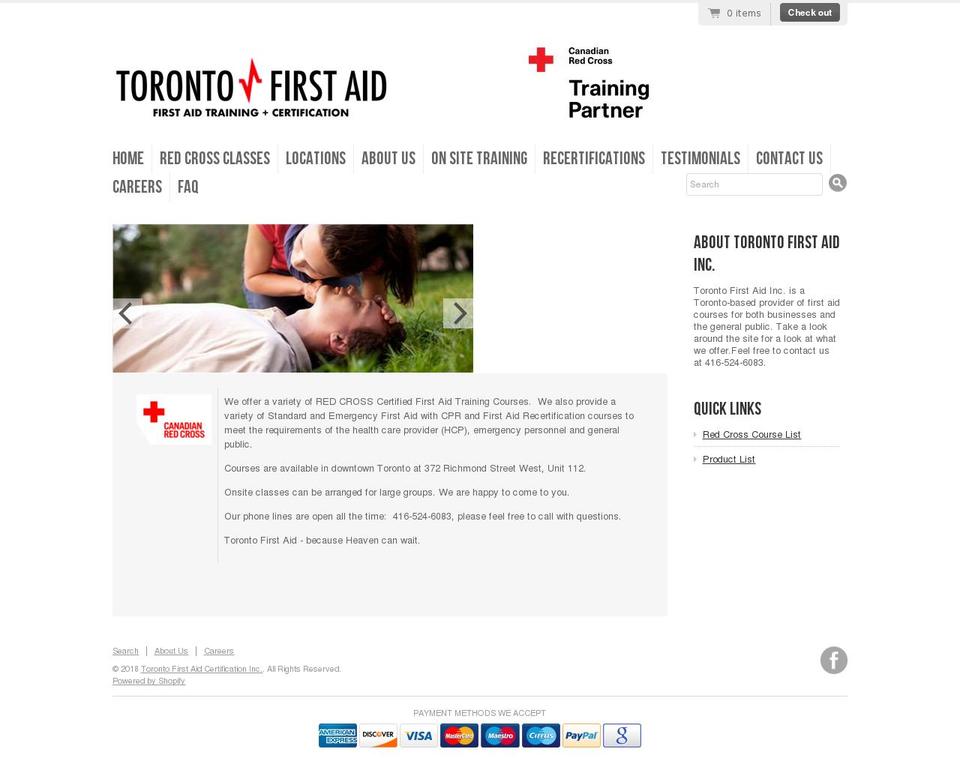 torontofirstaid.net shopify website screenshot