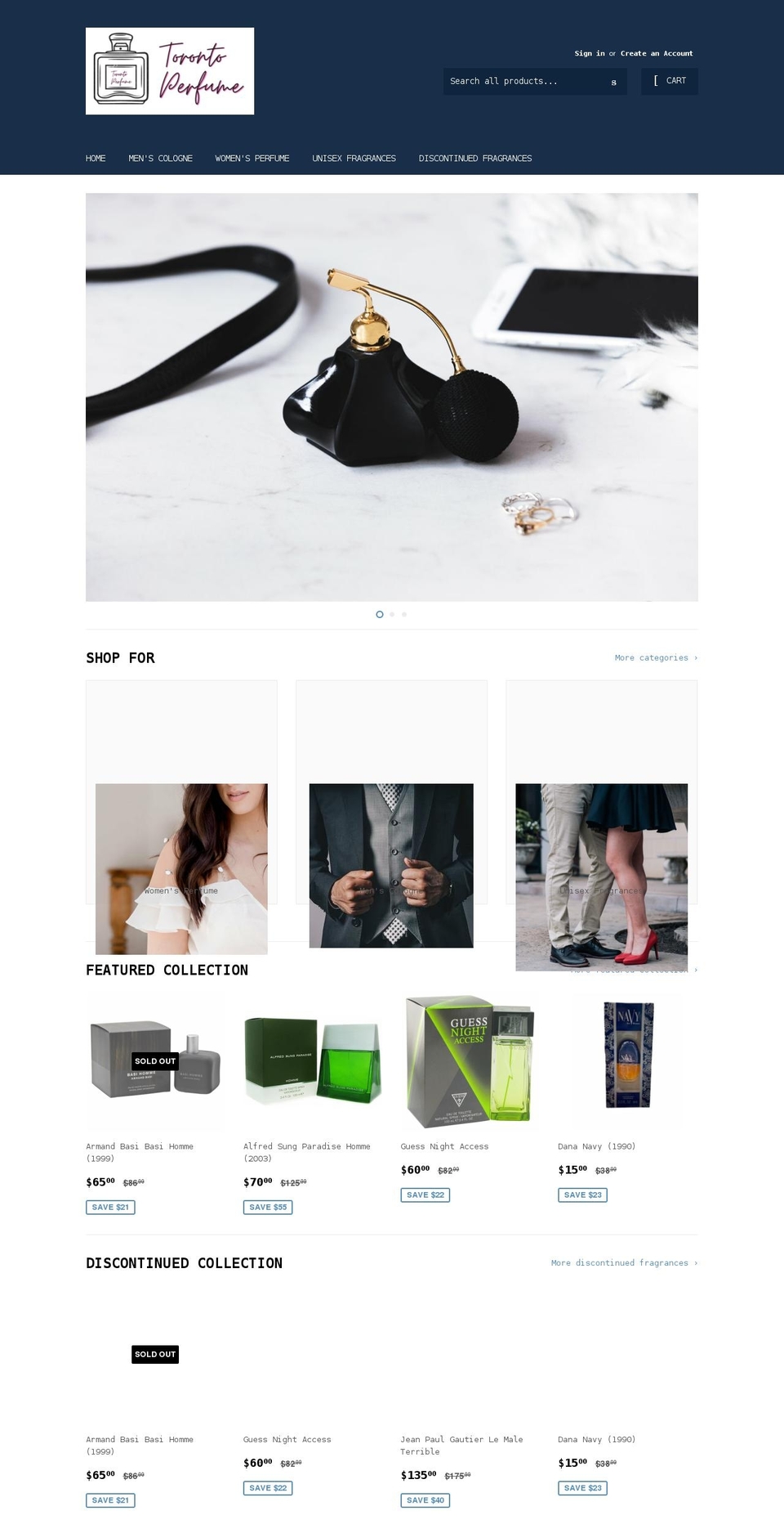 torontoperfume.com shopify website screenshot