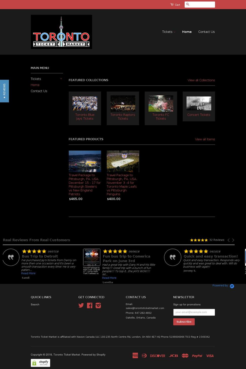torontoticketmarket.com shopify website screenshot