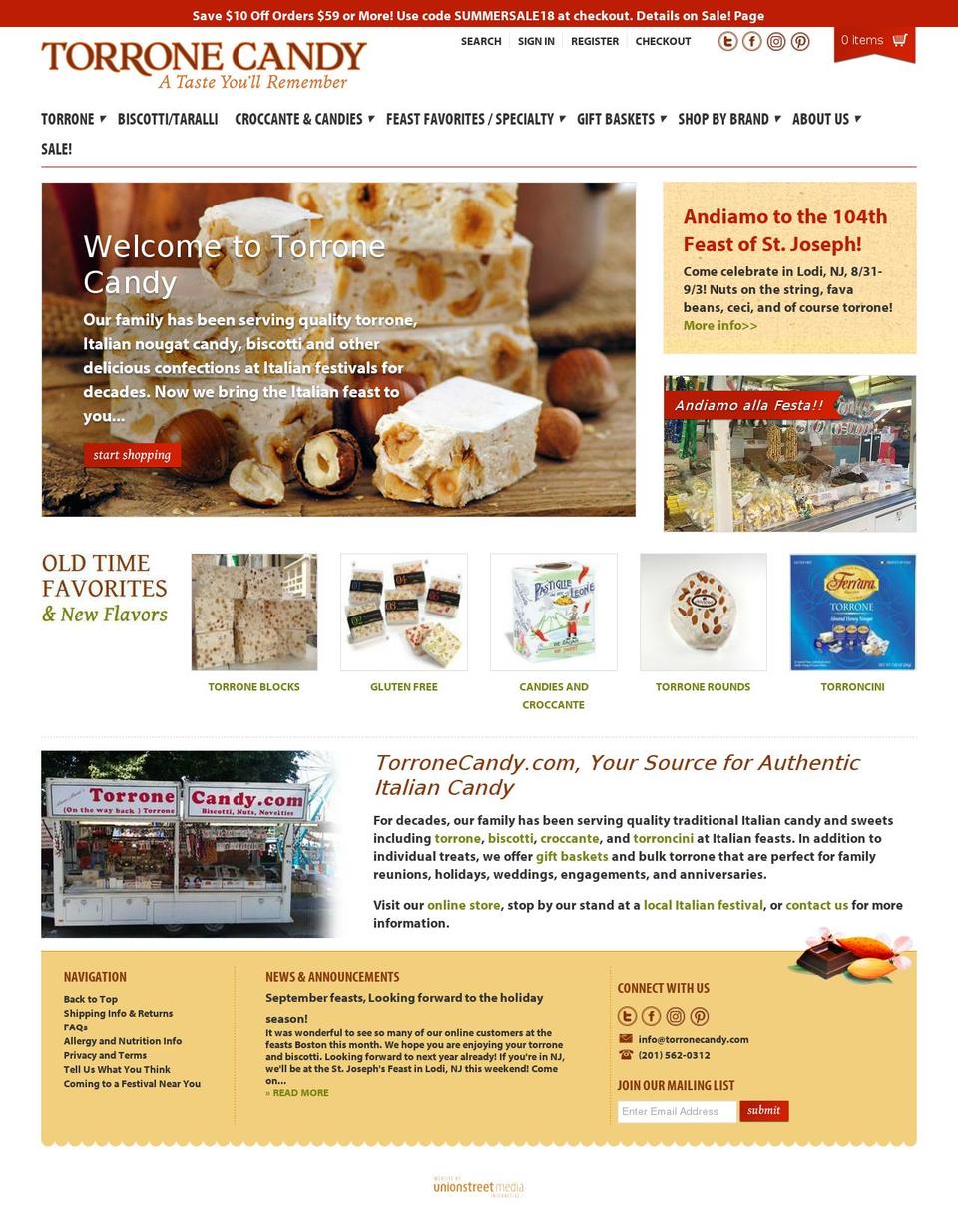 torronecandystore.us shopify website screenshot