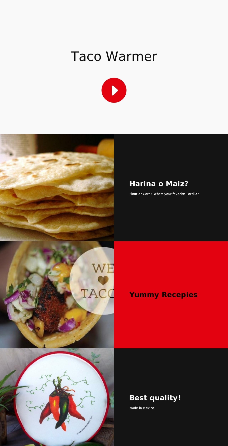 tortillerowarmer.com — Shopify storefront screenshot