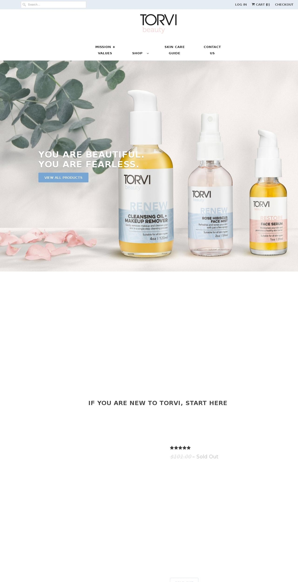 torvibeauty.com shopify website screenshot