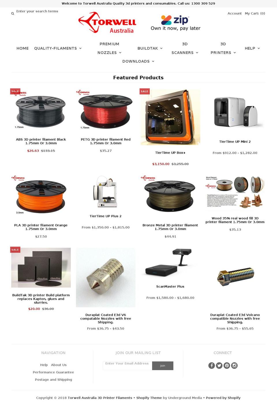 torwell3d.com.au shopify website screenshot