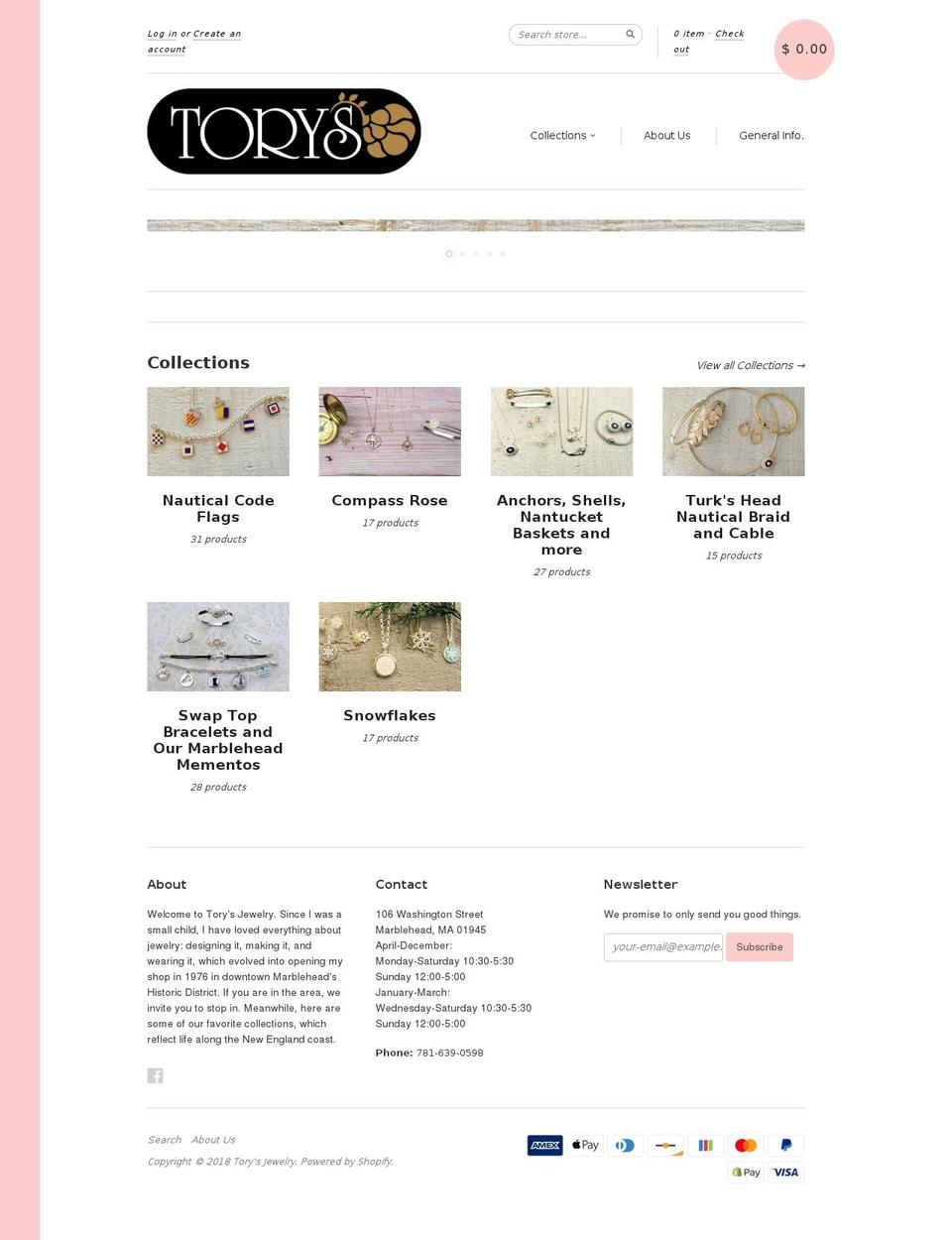 torys-jewelry.com shopify website screenshot