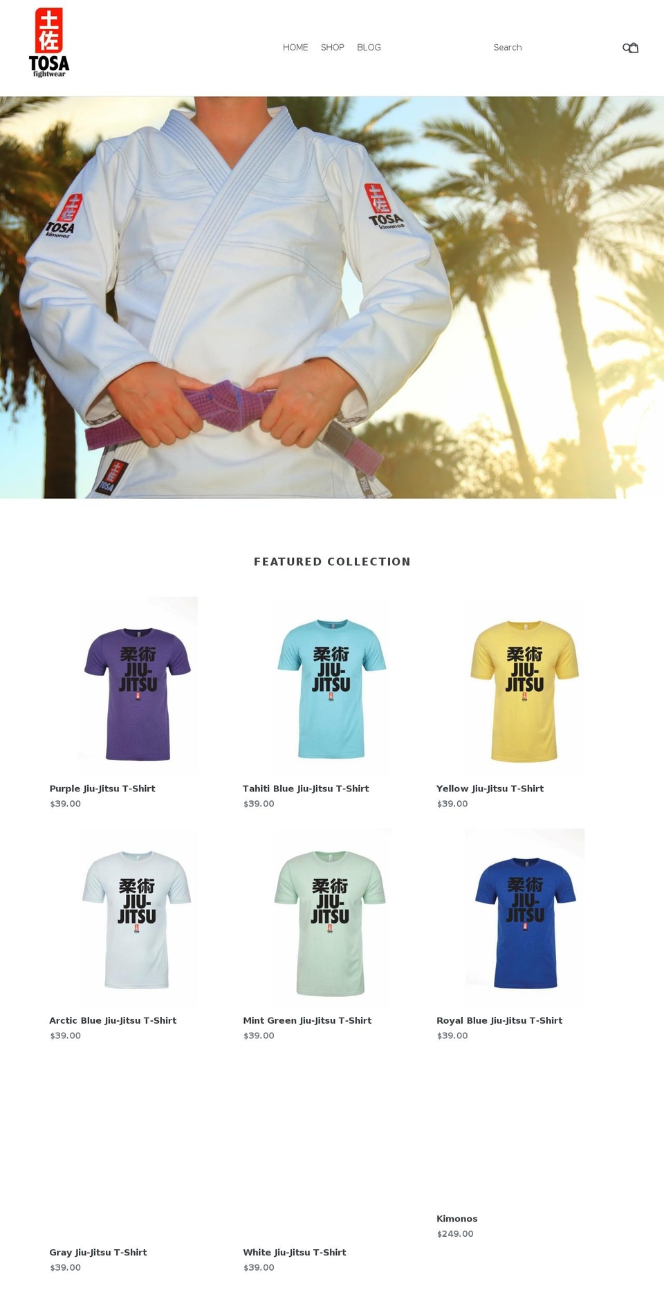 tosafightwear.com — Shopify storefront screenshot