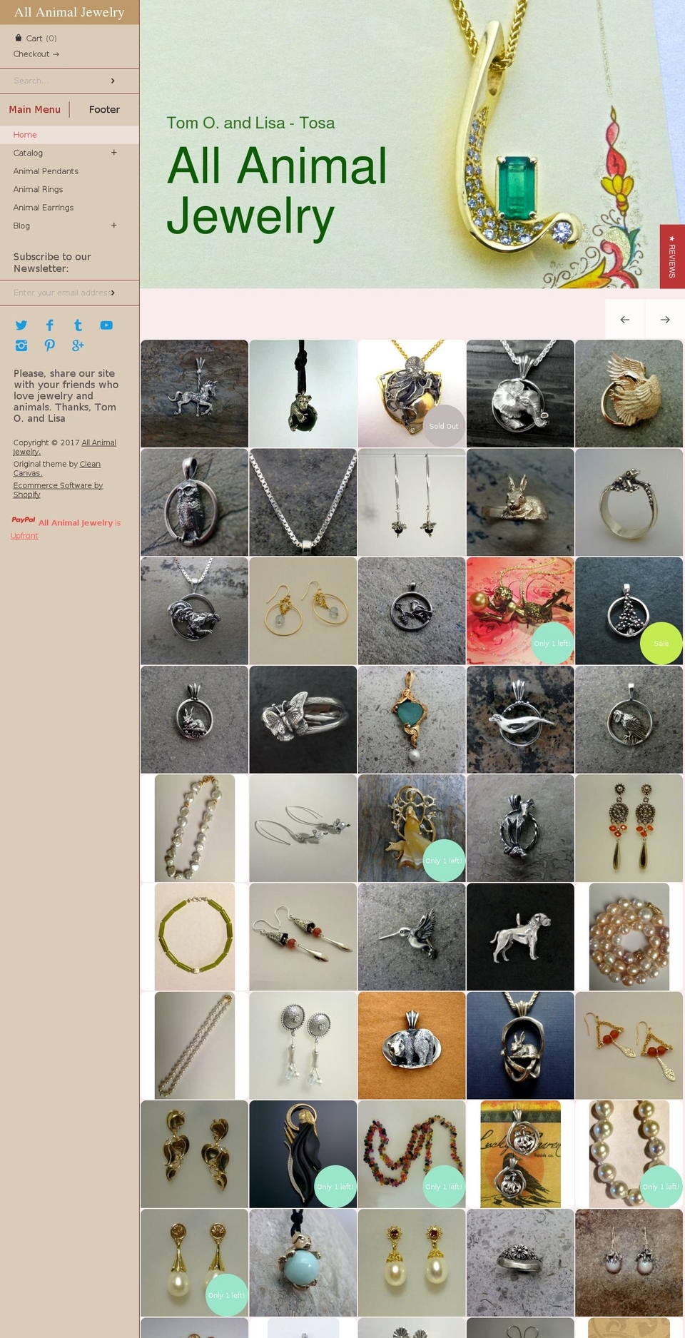 tosafinejewelry.com shopify website screenshot