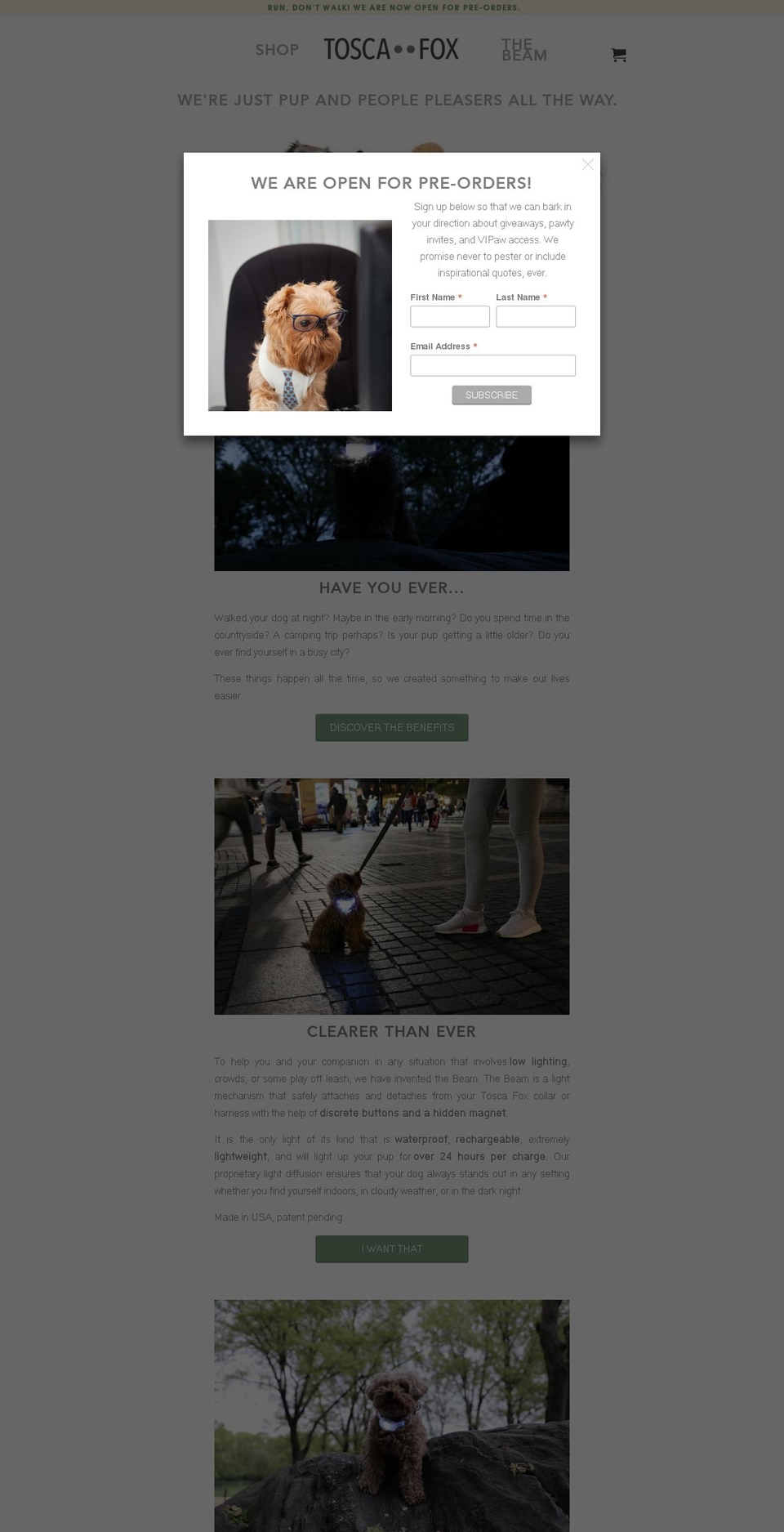 tosca-fox.com — Shopify storefront screenshot