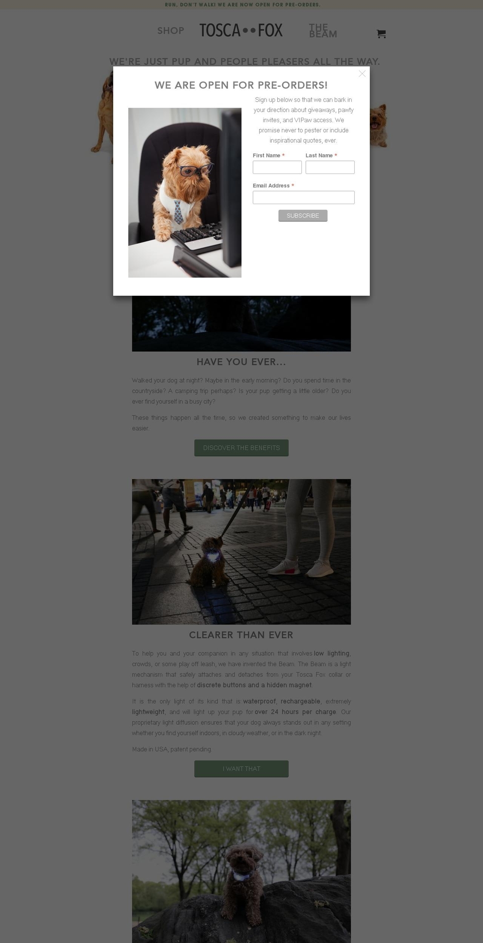 toscafox.com — Shopify storefront screenshot