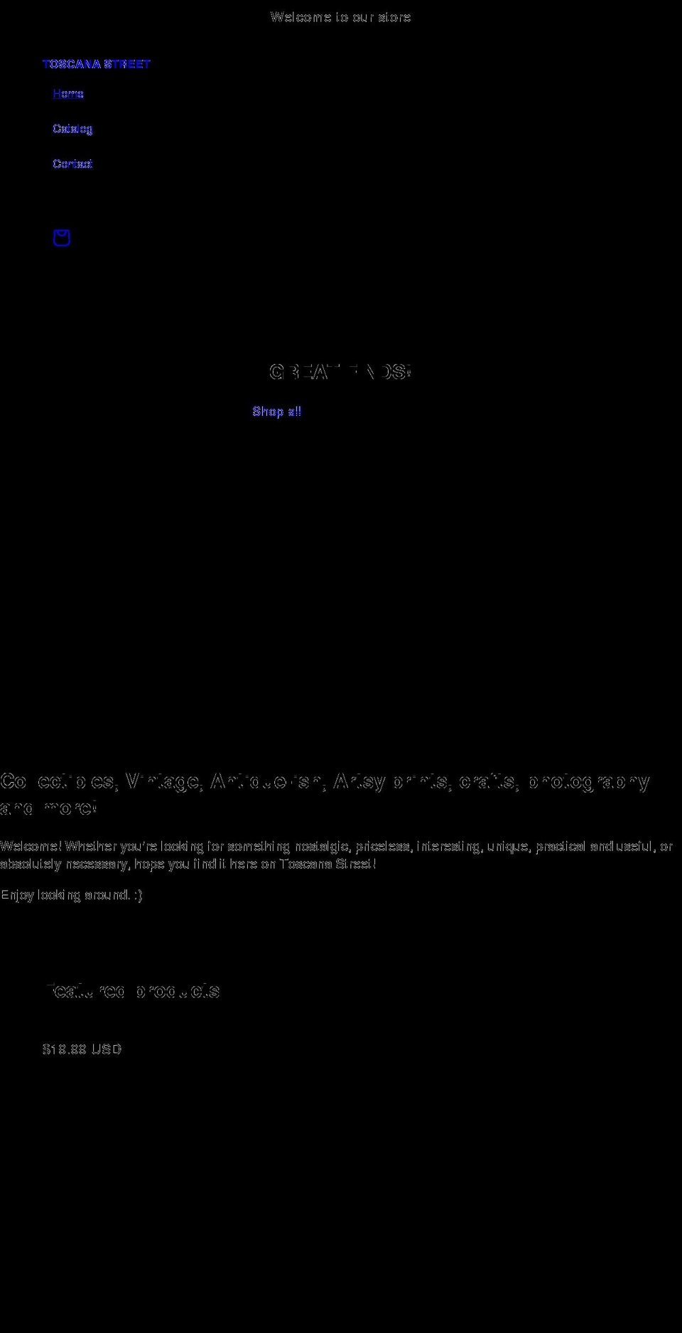 toscanastreet.com shopify website screenshot