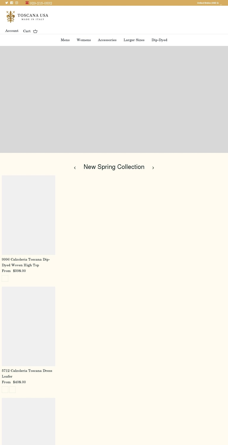 toscanausa.com shopify website screenshot