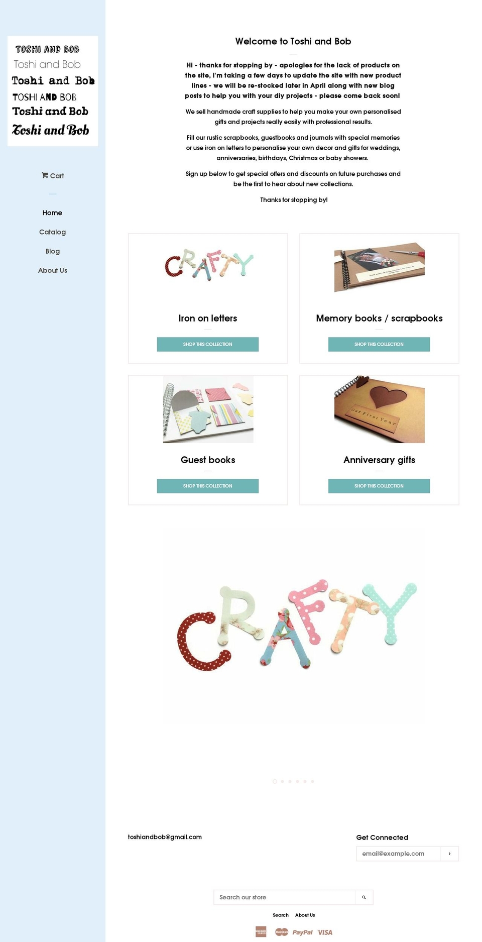 toshiandbob.com shopify website screenshot