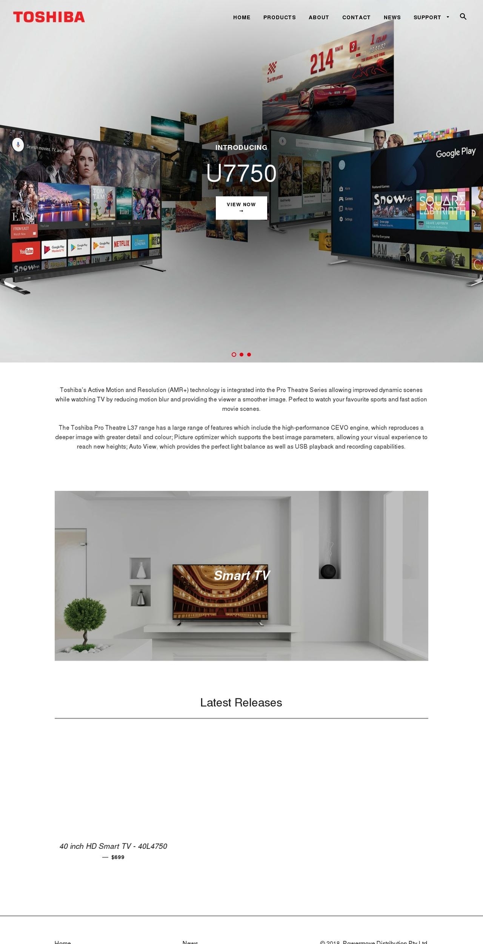toshibatv.com.au shopify website screenshot