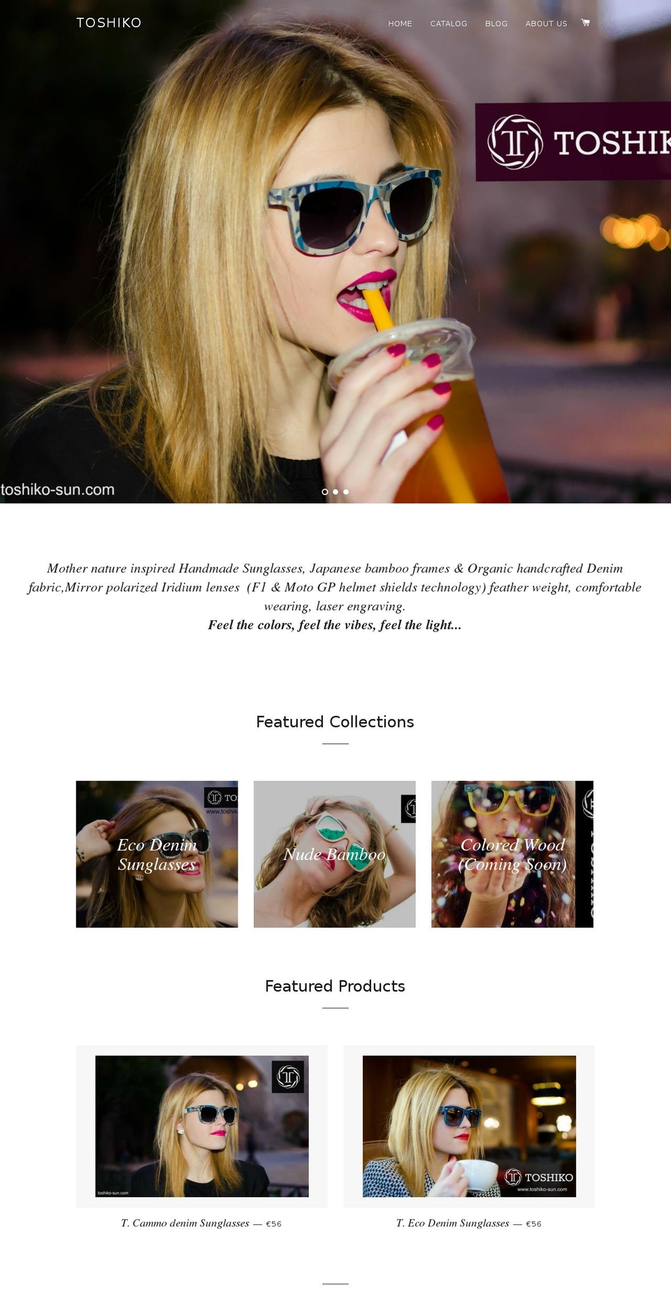 toshiko-sun.com shopify website screenshot