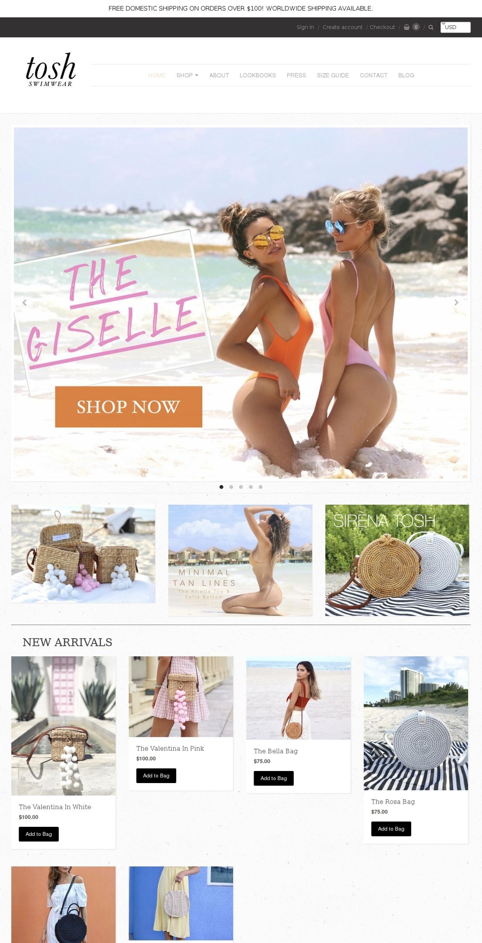toshswimwear.com — Shopify storefront screenshot