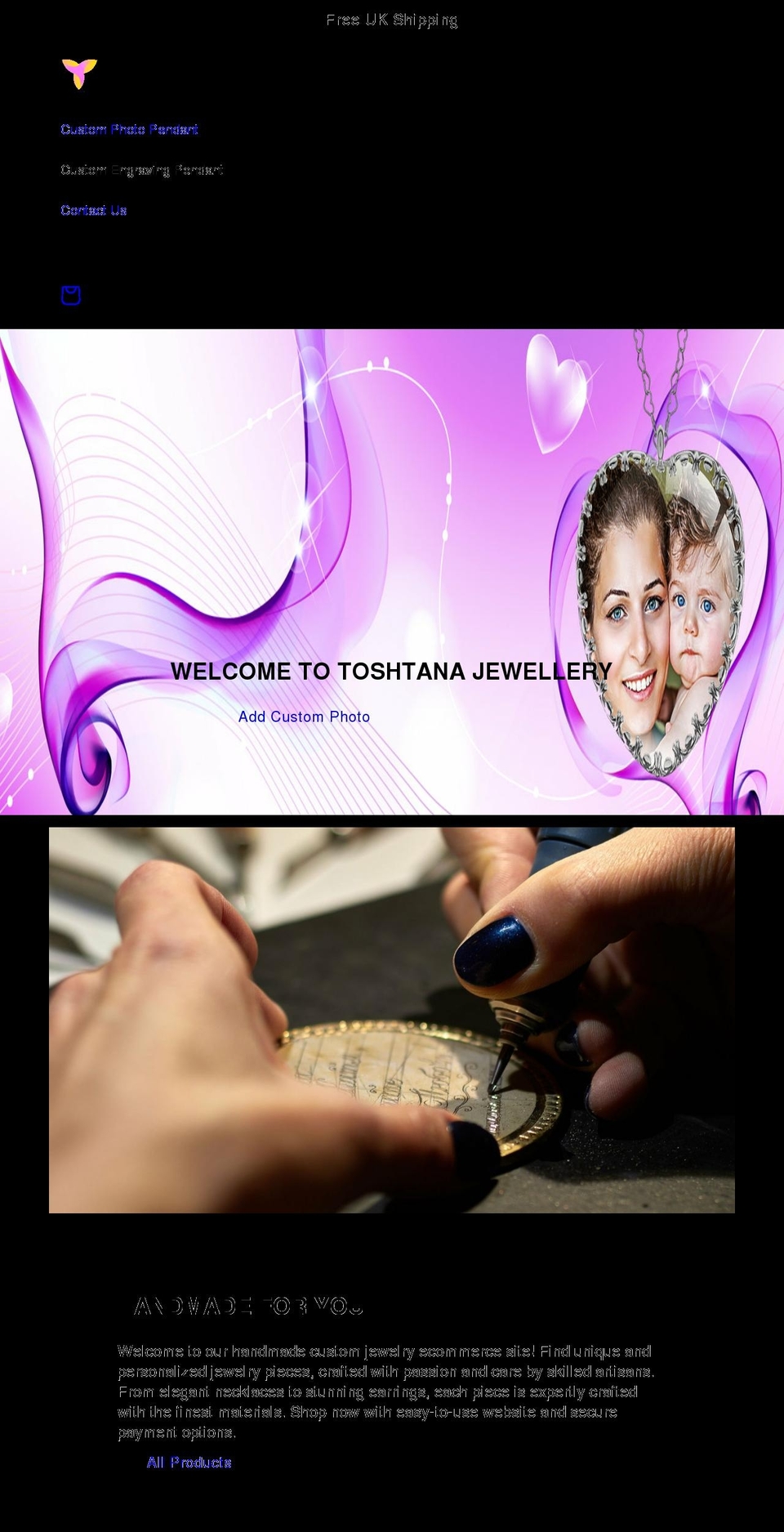 toshtana.co.uk shopify website screenshot