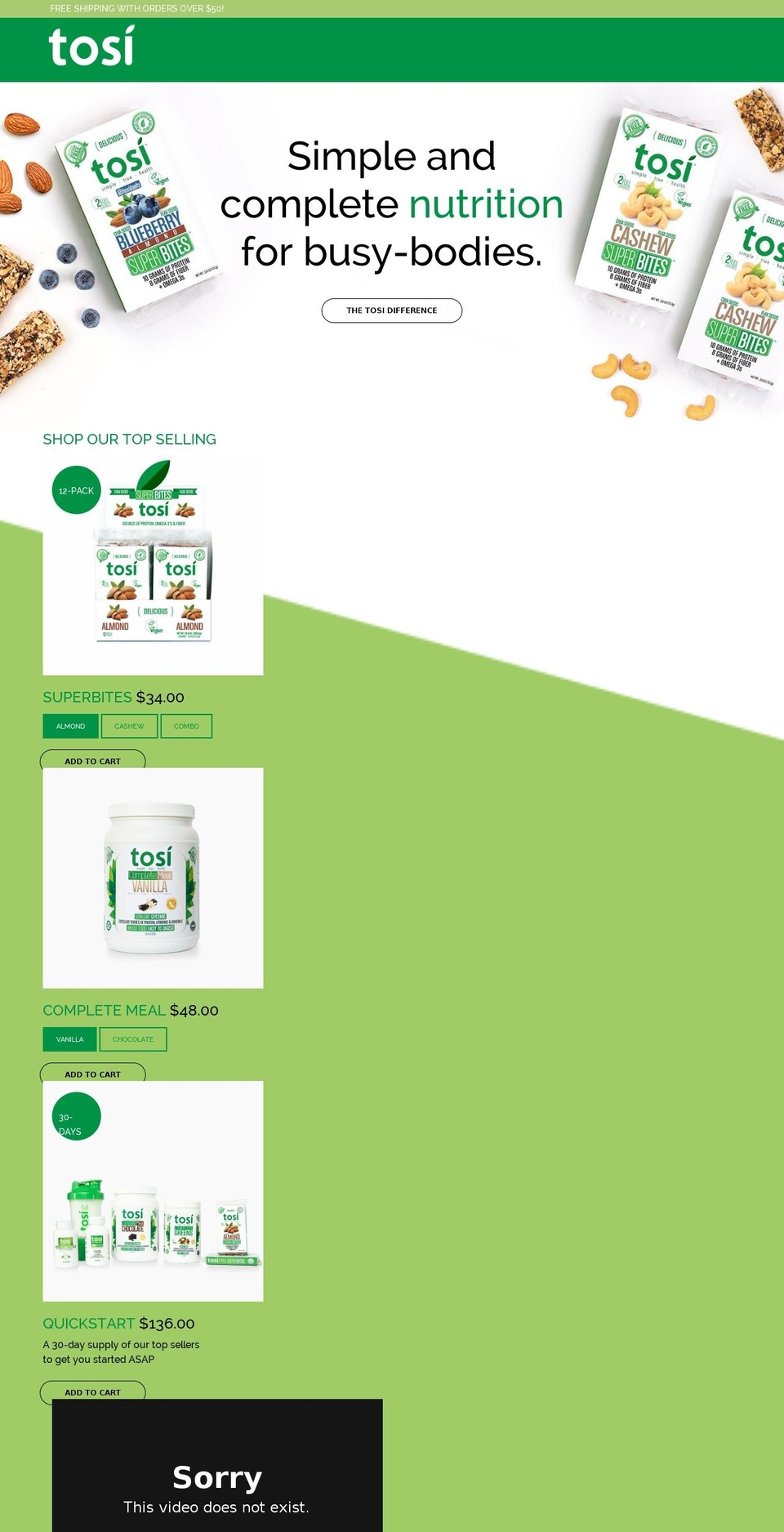 tosi.com shopify website screenshot