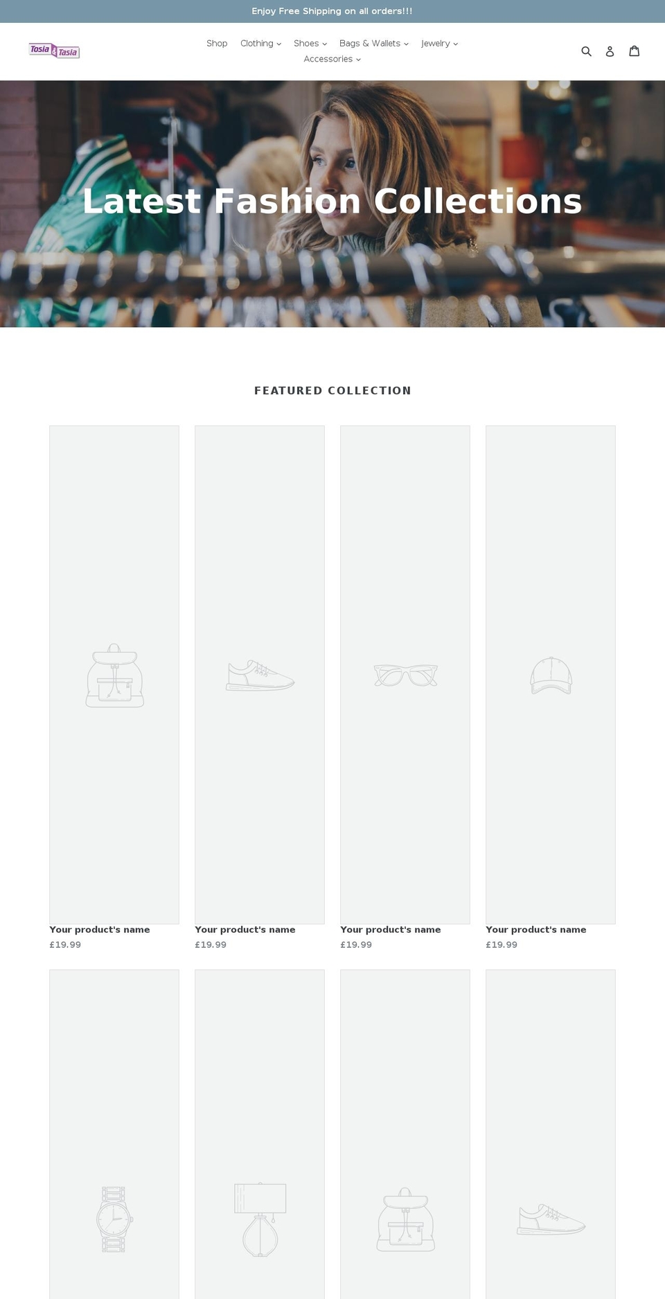 tosiaandtasia.com shopify website screenshot