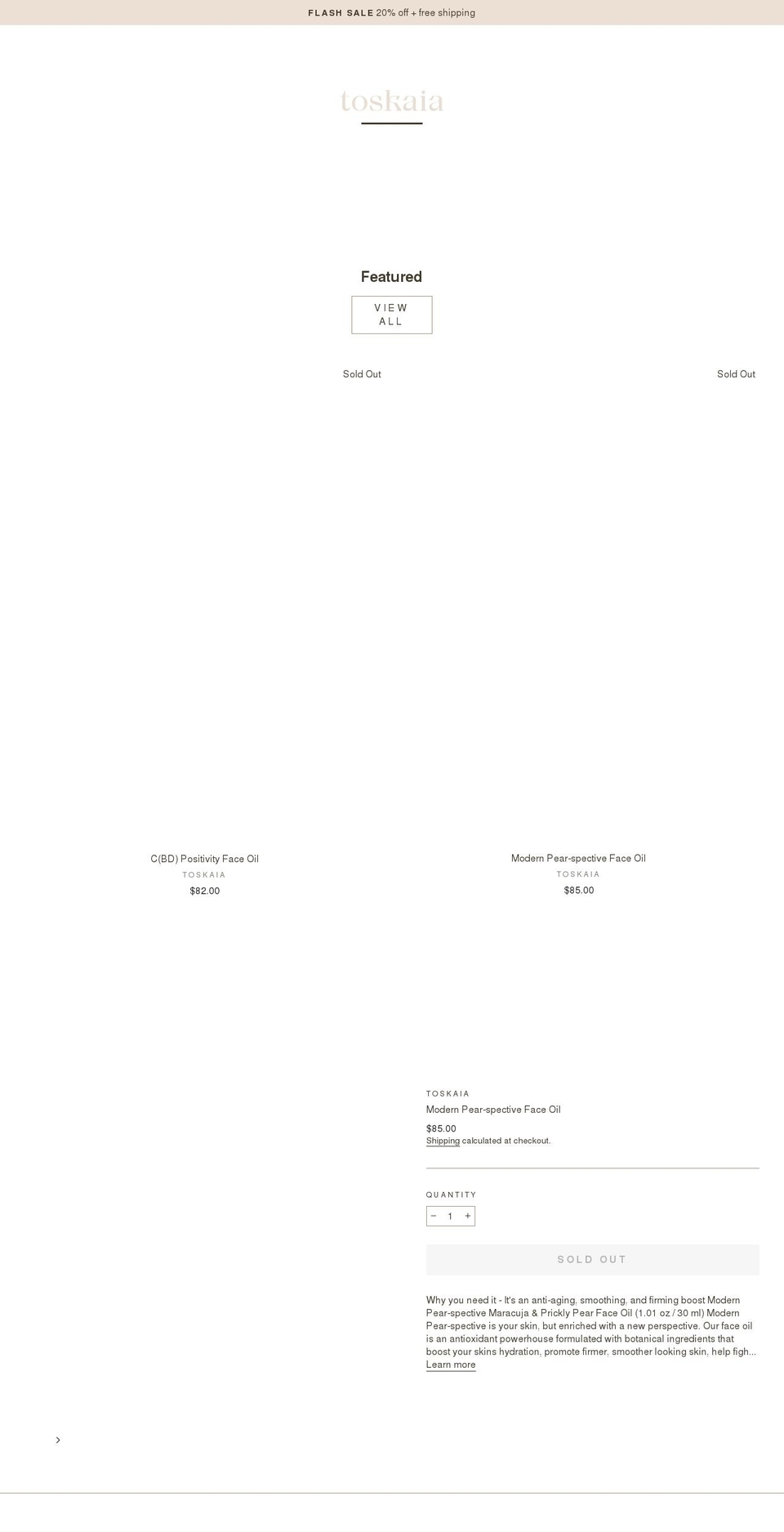 toskaia.com shopify website screenshot