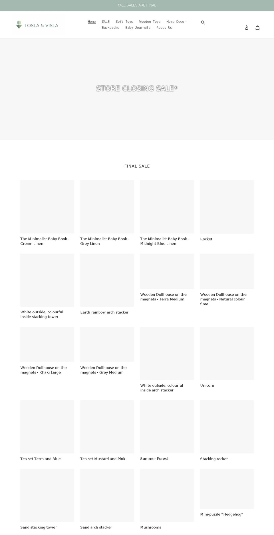 toslavisla.com shopify website screenshot