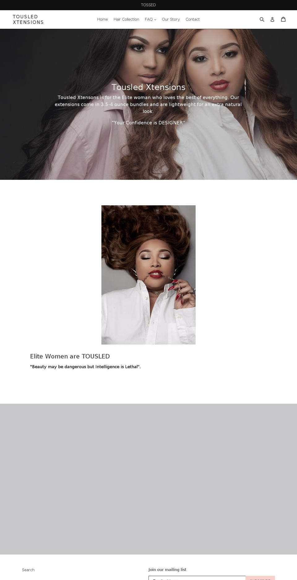 tossedxtensions.com — Shopify storefront screenshot