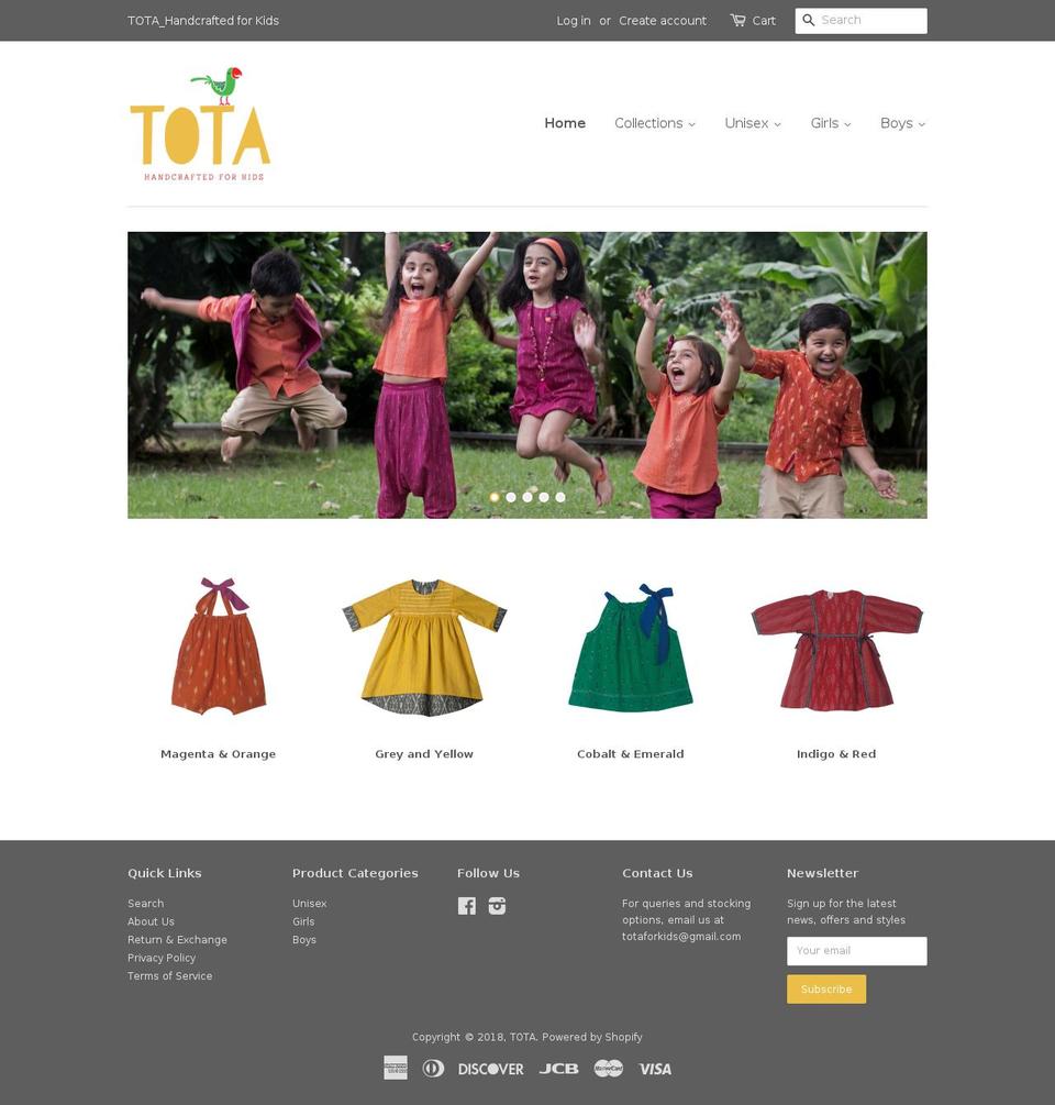 totaforkids.com — Shopify storefront screenshot