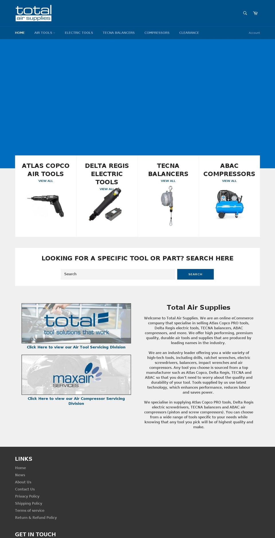 totalairsupplies.com shopify website screenshot