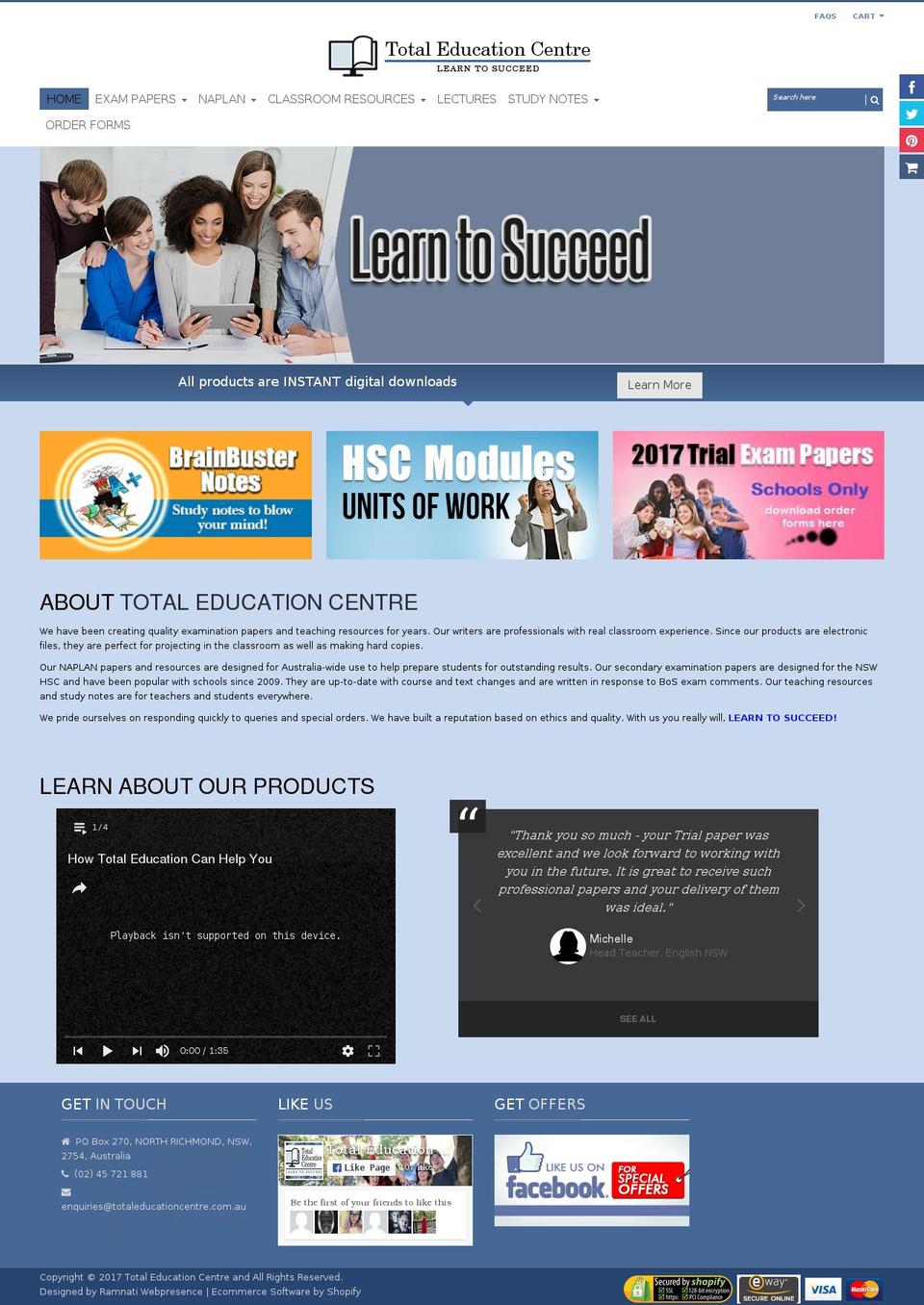 totaleducationcentre.com.au shopify website screenshot