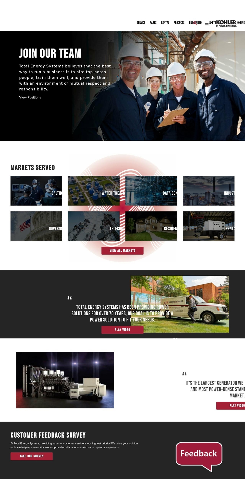 totalenergysystems.com shopify website screenshot