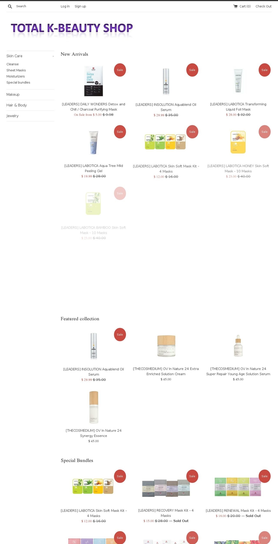 totalkbeauty.com — Shopify storefront screenshot
