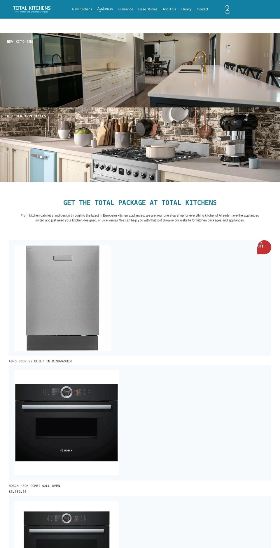 totalkitchens.co.nz shopify website screenshot