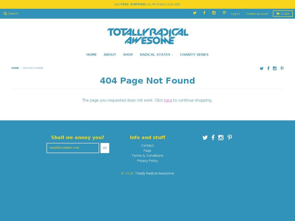 totallyawesomeradicals.com — Shopify storefront screenshot